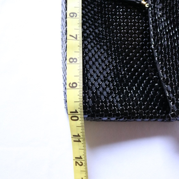 Whiting & Davis Black Mesh Clutch Shoulder Bag Purse Folder Over Tassel - Picture 12 of 14